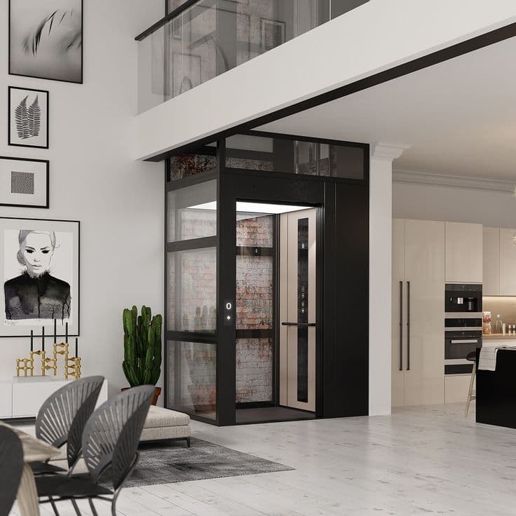 Residential elevator cabin interior